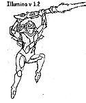  Humanoid, female-looking  green and white,  cannon/sword wielding Illumina 